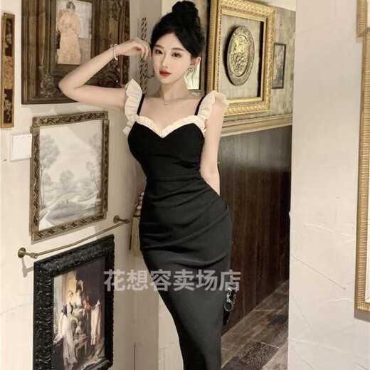 Tender dress for women party evening dress for women high-end small French little black skirt new fashionable pure desire sexy skirt black [high quality] M [recommended 95-105 Jin [Jin equals about 0.5 kg]]