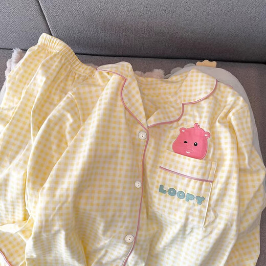 Xuan Mulin Koreanische Version von niedlichen Beaver Dew Pyjamas für Frauen im Frühjahr und Herbst Neue Studentenhauskleidung Drei-teiliger Anzug für Sommerkleidung L1484 Drei-teiliger Anzug L Empfohlen 100-120jin [Jin ist 0,5 kg]