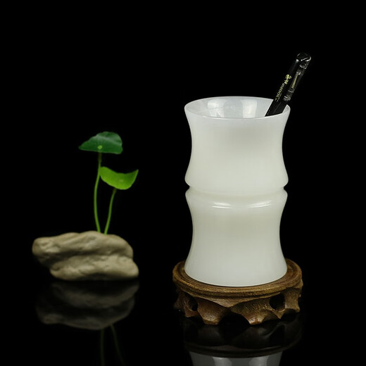 Platin xixi natürlicher Jade-Stifthalter Schritt für Schritt zu High-End-Büro-Desktop-Ornamenten Studienzimmer High-End Memorial Geschenke für Älteste Lehrer C12808 [Fast morgen]