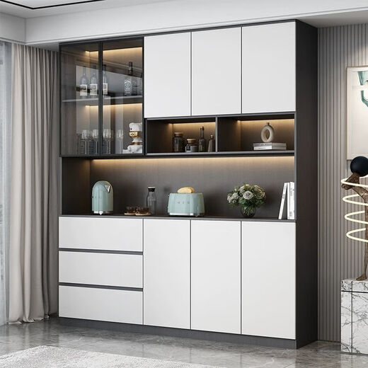 Zhen Yanxuan 2024 Sideboard integriert in die Wand moderne einfache Wohnzimmer -Aufbewahrungsschrank leichter Luxus Restaurant Weinschrank Milchfarbe Sideboard Modell 12240*40*220 Pack Installation