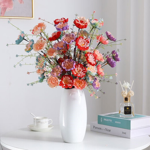 Xushansi hibiscus artificial flower azalea butterfly love flower white butterfly dried flower guest decoration living room TV cabinet dining table flower arrangement colorful butterfly hibiscus 5 pink