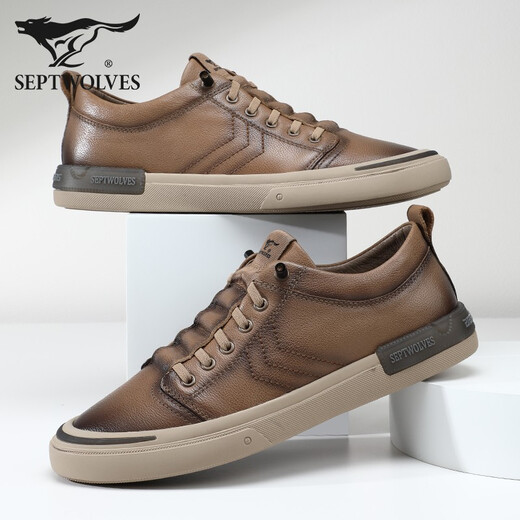 Siete lobos zapatos para hombres nuevos zapatos casuales de cuero genuino zapatos de hombres bajos para hombres zapatos de cuero zapatos de cuero zapatos de cuero negro 42 zapatos de cuero talla