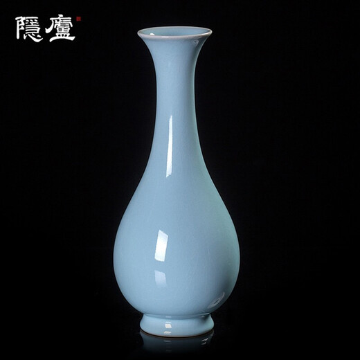 Yinlu Tinghuai kiln Li Tinghuai supervised the production of Ru kiln Tianqing glazed jade pot spring vase living room TV cabinet ornaments Tianqing No. 3 jade pot spring