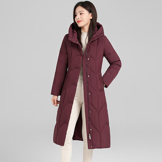 娂娂羽绒服女长款过膝冬季加厚长款2024新款修身时尚白鸭绒妈妈外套 [高端正版服+米灰色]9896 M 建议90-105斤