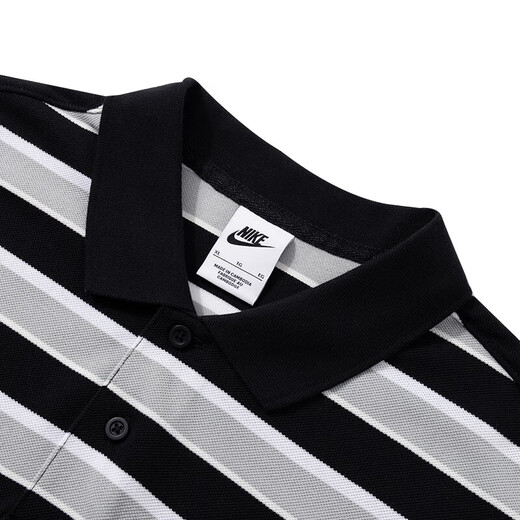 耐克（NIKE）短袖男装夏新款运动服翻领POLO衫针织透气运动T恤FN3897-010 FN3897-010/黑灰条纹 2XL