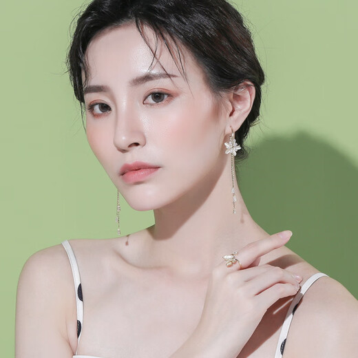 Qlady Flower Tassel Earrings Women's Long Circle Temperament High-end Earrings Women's 2025 New Earrings Birthday Gift