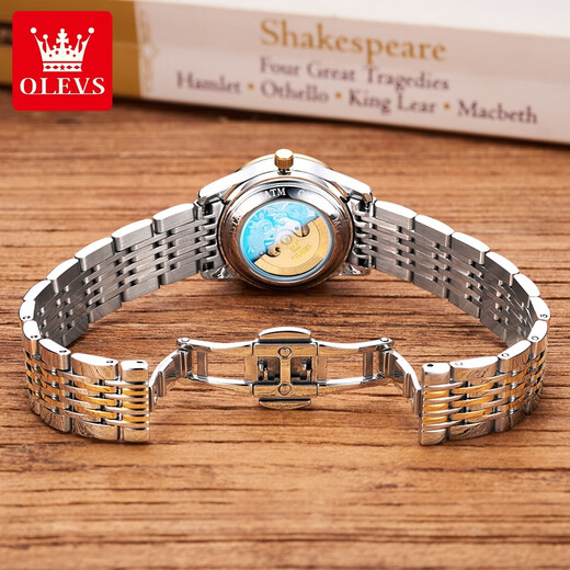 OLEVS Swiss certified brand watch women's luminous waterproof fully automatic mechanical watch simple temperament light luxury women's watch OLEVS-6630 women-steel belt blue