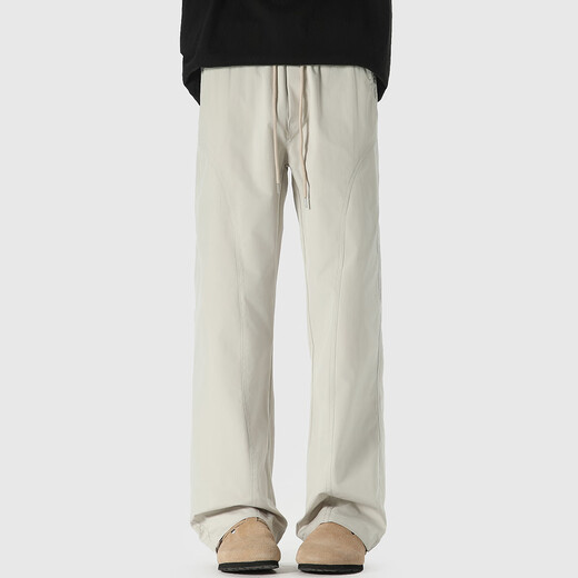 
FOG SKY casual pants for men's autumn drooping and slightly flared pants for trendy loose American diagonal pants for men's wide-leg outdoor straight pants YY-1105 m white regular S (recommended 95-105Jin [Jin equals 0.5 kg])