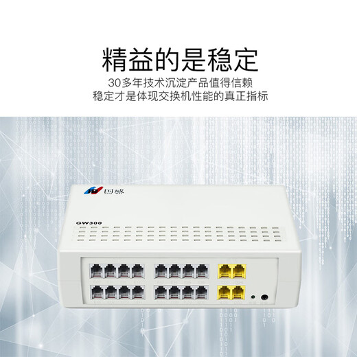 国威(HB)GW300 4进16出 程控电话交换机 集团企业总机内部分机小门数桌面式二次来显即插即用操作简单