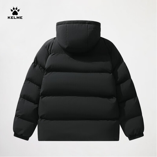 KELME Sports Hooded Cotton Jacket 2025 Winter New Heat Storage Warm Cotton Jacket Thickened Fashionable Bread Jacket Agate Black Graphene Heat Storage 2XL