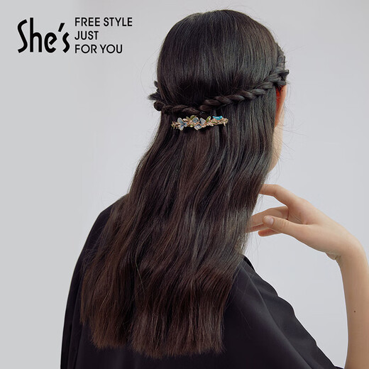 She's茜子发饰鸢尾花朵横夹发卡渐变色花朵发夹头饰生日礼物送女友