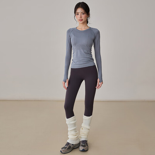 LULUUVTTOH tight slimming yoga clothes for women 2025 new Pilates training long-sleeved running fitness tops autumn and winter style Espresso M (recommended 100-110Jin Jin equals 0.5kg)