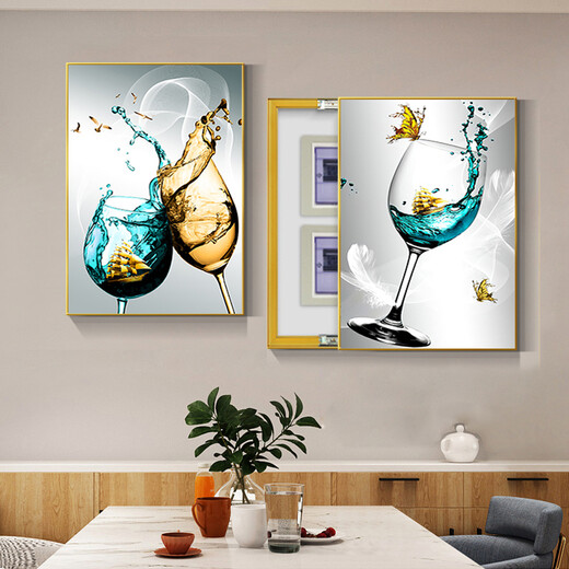Yusenyi Restaurant Electric Meter Box Two-Link Decorative Painting Light Luxury No-Puncture Distribution Box Main Switch Box Covering Multimedia Box 15838/15839 40*60 (accommodation 30*50) Left Sub-Push Push Pull