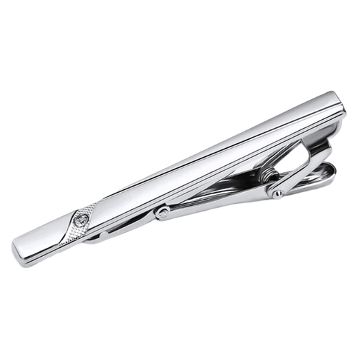 
CHALES KIMO Silver Tie Clip Men's Formal Clip Fixed Pin 5.5*0.5 07-Tie Clip