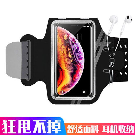 Wenzhi running mobile phone arm bag outdoor arm bag men and women universal arm strap sports arm cover waterproof touch screen wrist bag (standard style) obsidian black large size