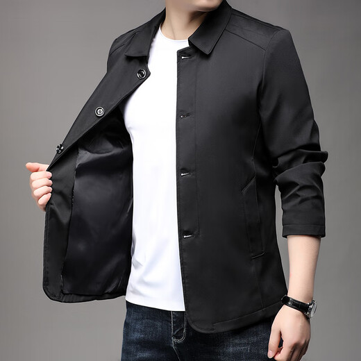 
Classic Car (LAOYECHE) Spring and Autumn New Jacket Jacket Men's Solid Color Lapel Solid Color Button Business Casual Jacket Daddy Suit AC1048 Khaki M