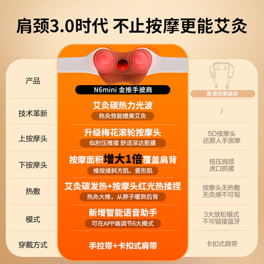 倍轻松（breo）【补贴15%】N6mini N5miniL肩颈按摩器颈部腿部腰部智能热敷按摩金推手按摩披肩毕业季生日礼物 【热销款】金推手N6mini