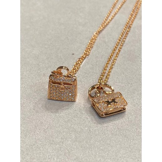 WSAYh necklace 18k gold and silver light luxury H Kangkang bag women's letter pendant 18K rose gold niche network (new style) bag white gold