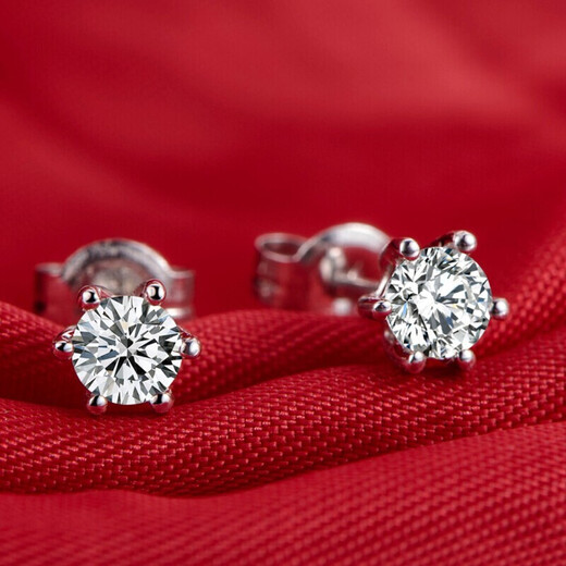 Siele PT950 platinum inlaid 50-cent moissanite diamond earrings classic six-claw D color moissanite customized platinum moissanite earrings (1 pair total 1 carat)