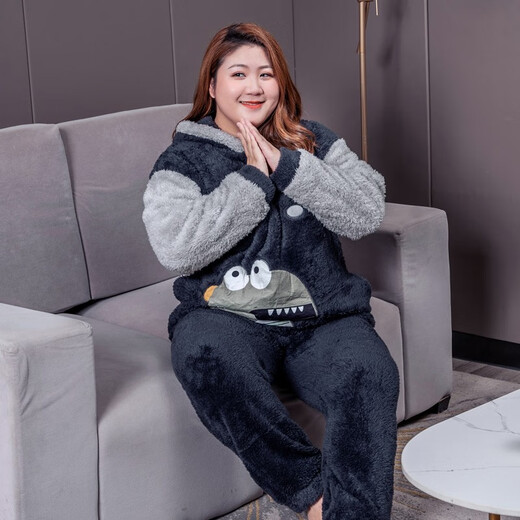 
Jinzhiyan coral velvet large size pajamas for women thickened velvet autumn and winter plus fat plus size fat mm200Jin [Jin equals 0.5 kg] Home clothing winter style WB6625 green button velvet 4XL [recommended weight 180-200Jin [Jin equals 0.5 kg]]