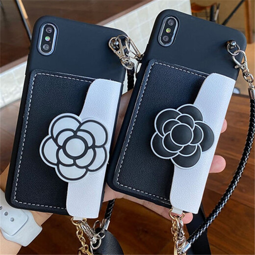 Collar, cat claw, Xiaomi cartoon coin wallet card bag, mobile phone case, camellia crossbody strap, cute women's backpack soft shell, black shell-black coal ball card bag + hand rope + crossbody lanyard, Redmi note10pro