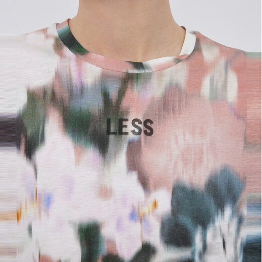 Weniger Baumwoll-T-Shirt für Frauenpersönlichkeit Fuzzy gedruckter runder Nacken kurzärmeliges Top 2N7110420 683/Verschiedenes hellrosa s