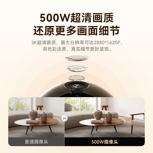 华为智选海雀500万超清像素室内智能摄像头 监控家用手机远程360度无死角带夜视全景 家庭安防无线婴儿看护 华为智选 超清监控 裸机