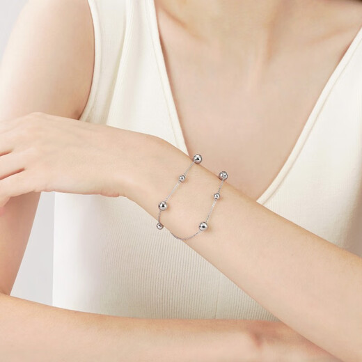 Chow Sang Sang Pt950 platinum necklace round beads hollow bead necklace 91283N pricing 47 cm