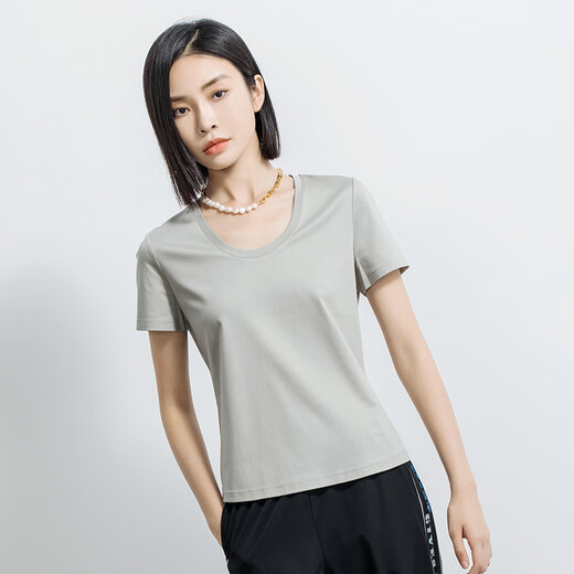 易菲（YIFINI）【凉感】含真丝U型领短款宽松T恤女夏季新款薄款2105Z983 白色 0M