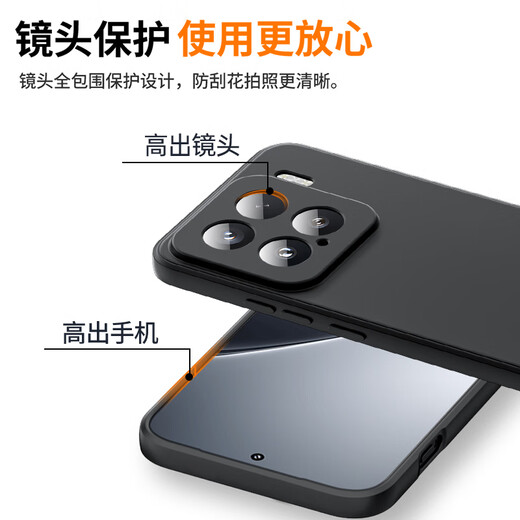 Biaz is suitable for Xiaomi 15pro mobile phone case, xiaomi15Pro protective case, all-inclusive lens anti-fall, ultra-light and thin flocking lining, cooling liquid frosted soft shell JK748 black
