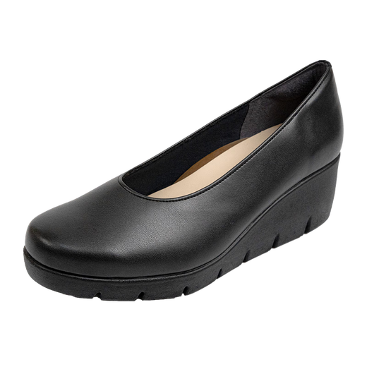 Anqi Mina Single Schuhe Spring Japanisch bequeme Keilwomenschuhe vielseitige Lederschuhe High Heels Arch Design Schwarz 37