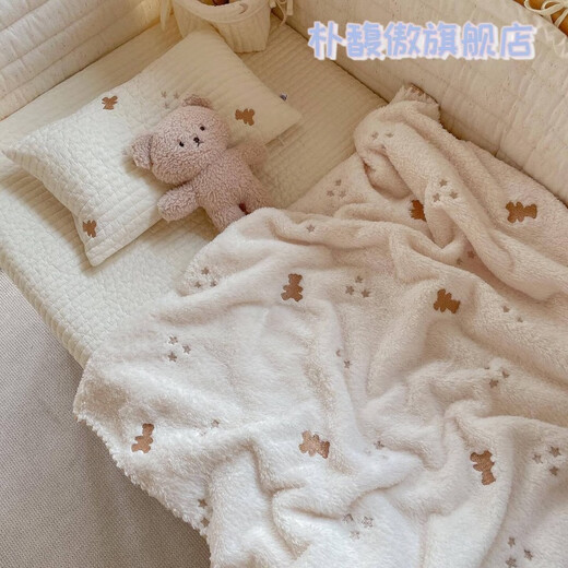 Pu Fuao ins milk velvet blanket baby blanket spring autumn winter baby blanket coral velvet blanket newborn kindergarten quilt squirrel style 90*130cm