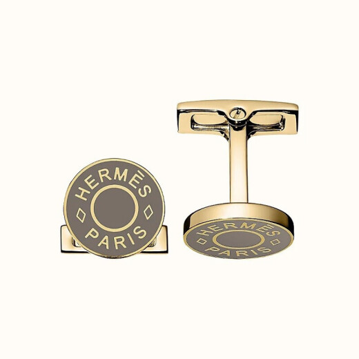 Hermes (Hermes) Herren-LICOL 2 Manschettenlinks Lackierte Metallmanschettenlinks goldplattierte Metallmanschetten schwarz