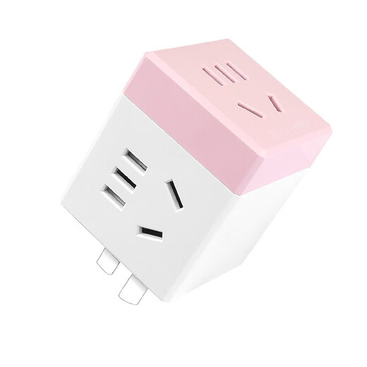 Delipow power strip, one to three multifunctional sockets, USB charging head/wireless socket converter/travel conversion plug, one to three plugs, pink