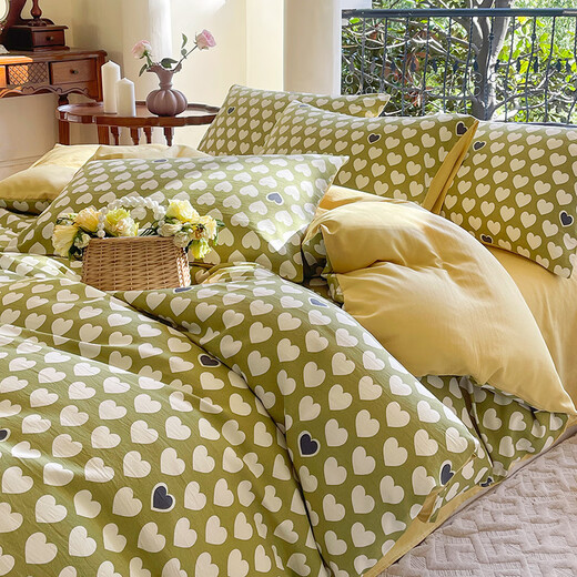青九紡 庄杰a类双层纱四件套南通床上用品2.0m床单款下单备注颜色款式