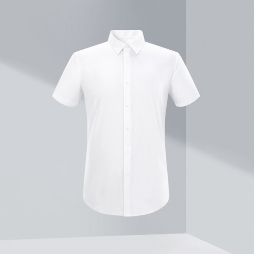 HLA Hailan House short-sleeved shirt men's summer pointed collar blended solid color business formal short lining HNCBD2Q002A bleached twill (02) 180/100A (42)