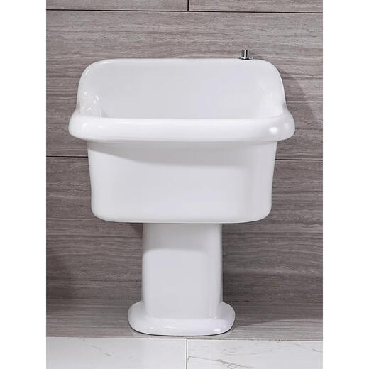 Balcony ceramic mop pool household high-leg split floor-standing mop pool floor basin large bathroom mop pool 43 cm Taiwan controlled water 30 pillars + faucet