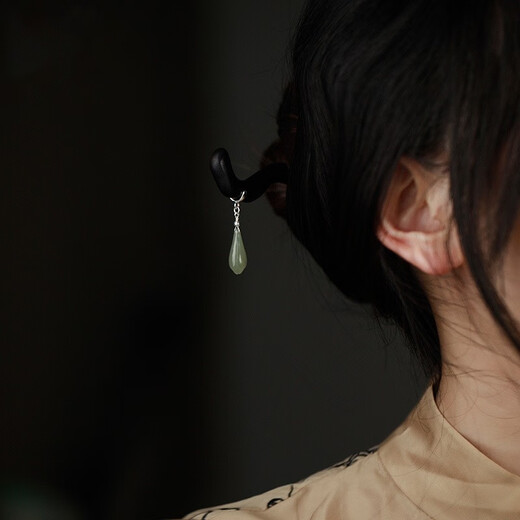 VanCalen hairpin for women, ebony + Hetian jade, Chinese style hairpin, ancient style, new Chinese style cheongsam hairpin, high-end hairpin, Hetian jade + S925 silver + ebony