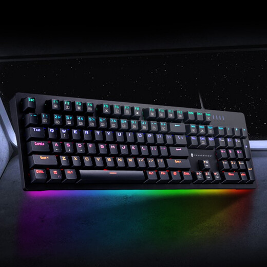 Thunde Robot KG3104R Mechanical Keyboard Wired Gaming Keyboard RGB Light Bar 104 Key Mixed Color Backlit Chicken Office Computer Keyboard Black Red Axle