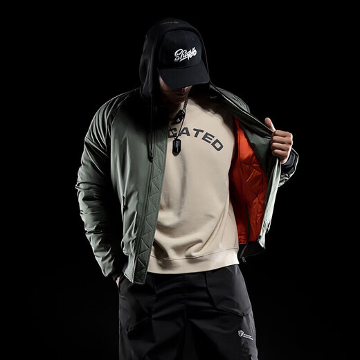 Monster Guardians flight jacket men's autumn and winter trendy contrasting color baseball uniform casual all-match sports jacket military green L