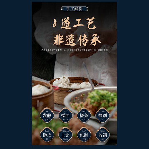 Yueweiji Shengzhou Altes Nudel frisches Fleisch Xiaolongbao 1,6 kg ungefähr 60 Stück handgefertigtes Brötchen Halbfinished Frühstück schnelles Essen