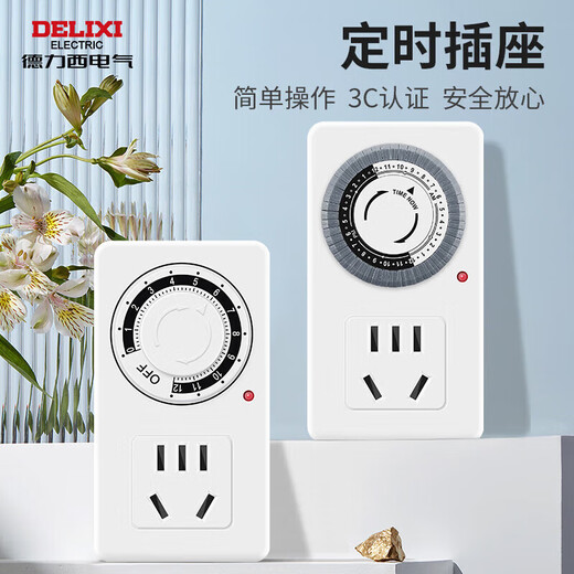 德力西（DELIXI）定时插座/定时开关 定时器排插 电动车防过充 12小时机械款 国标电子通断电 