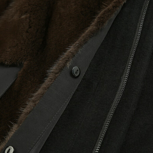 Caniti 100% cashmere hooded parka with imported mink lining, men's Nick mink coat, thick winter coat, black + imported mink lining + mink sleeve lining 4XL