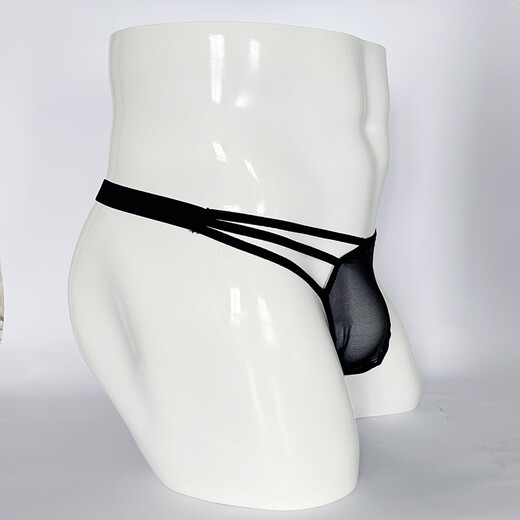 Men's elastic thong transparent sexy mesh underwear new gay pure desire hollow underwear 10016 black
