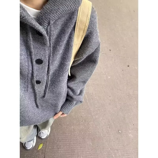 Pull à capuche décontracté américain pour hommes et femmes, style rétro paresseux, ample, pour couple, aiguille, noir XL, nouvelle collection automne et hiver