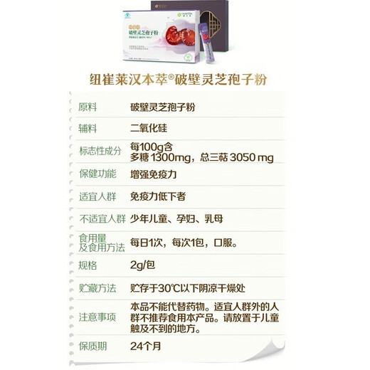 Amway (Amway) Nutriliya Hanben Prune Break-Block Ganoderma Lucidum Spore Powder Health Products Immunity 1 Box (60 packs)