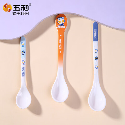 Wuhe (WUHE) Ultraman Children's Spoon Boy Baby Eating Spoon Tableware Melamine Imitation Porcelain Household Spoon Baby Supplementary Spoon Tool Ultraman Tiga - Long-handled Spoon