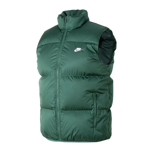 Nike cotton vest men's 2025 summer new style running fitness down comfortable stand collar zipper casual sports jacket FB7374-323 fir green/white (cotton jacket) M