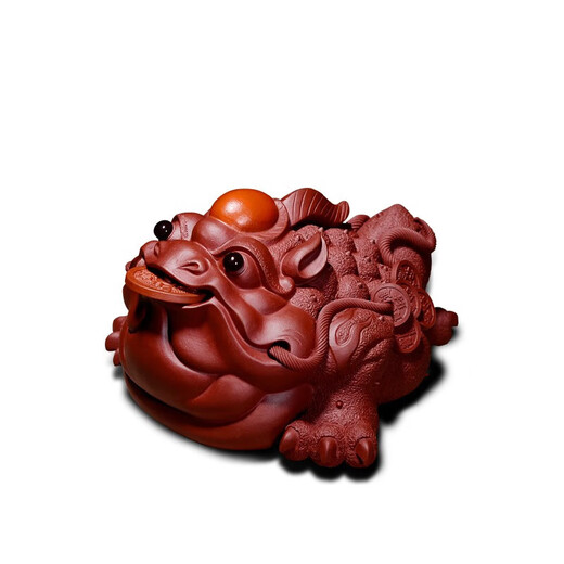 Bylure brand purple clay tea pet Yixing golden toad boutique can be raised tea tray ornaments office decorations good luck to the head good luck to the head golden toad 24k gold pattern - large size