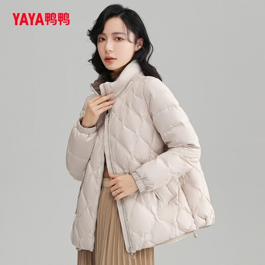 YAYA Lightweight New National Standard Down Jacket Women's Short 2025 Winter New Fashion Stand Collar Casual Small Jacket Khaki M